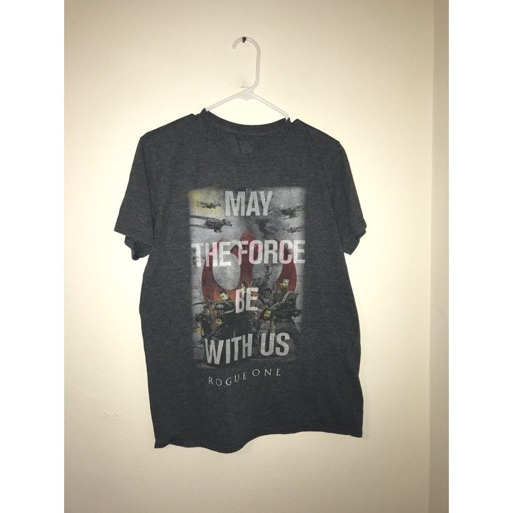 Star Wars T Shirt Mens Medium May the force Be with Us Rouge One Gray